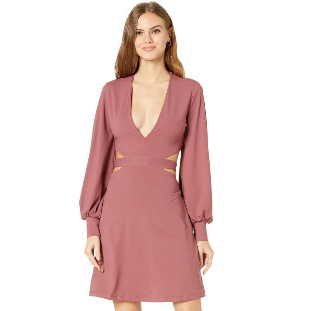 Susana Monaco‎ Cut Out Long Sleeve Dress Dusty Pink Minimalist Glam Coquette